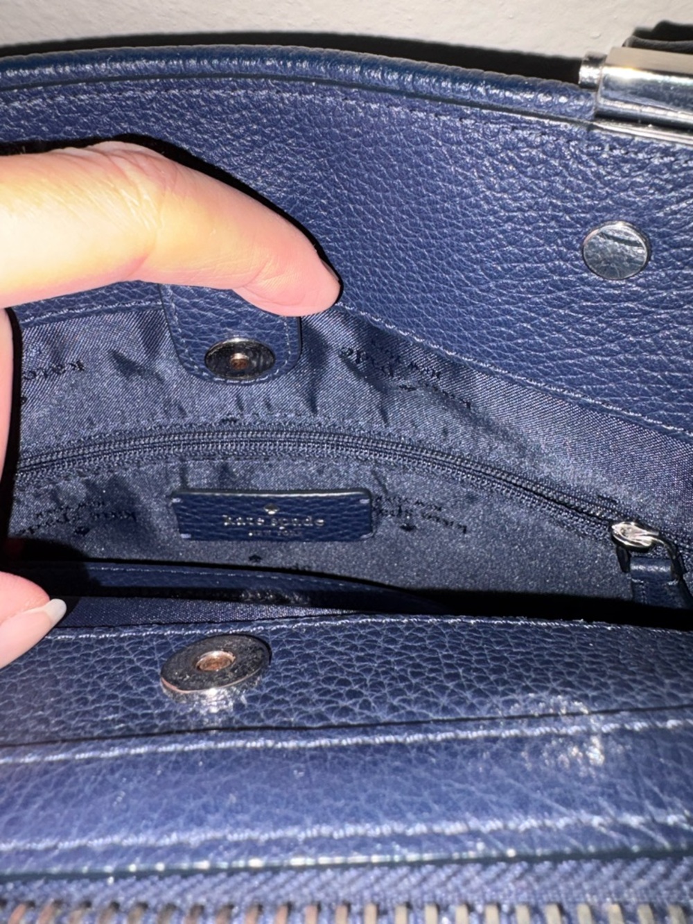 kate spade Leila Blue Floral Embroidered Top-Handle Bag with Crossbody Strap EUC - Picture 10 of 16